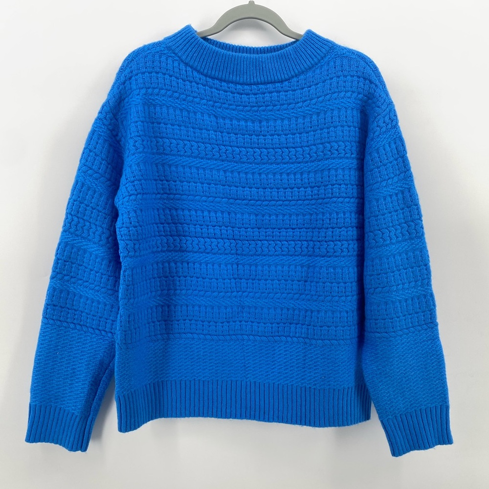 Ann Taylor |‎ Blue Acrylic Chunky Knit Mixed Stitch Sweater | Women’s Medium